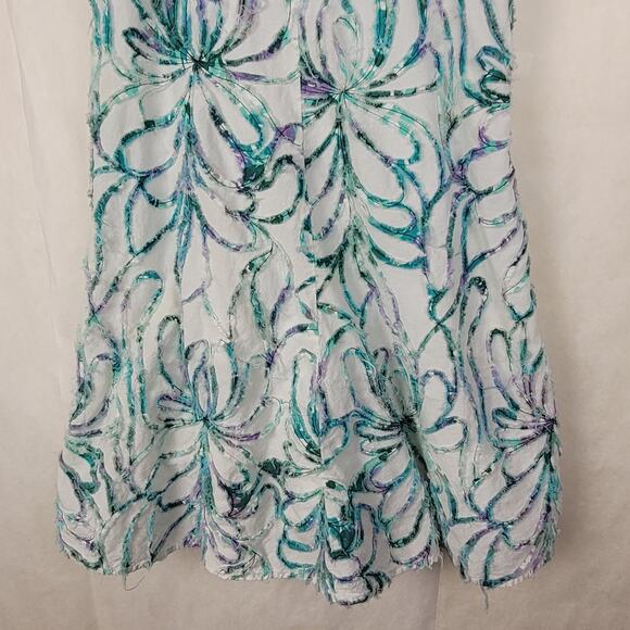 Soho Chick blue and purple textured floral vneck sleeveless artsy dress Size med - Picture 6 of 12